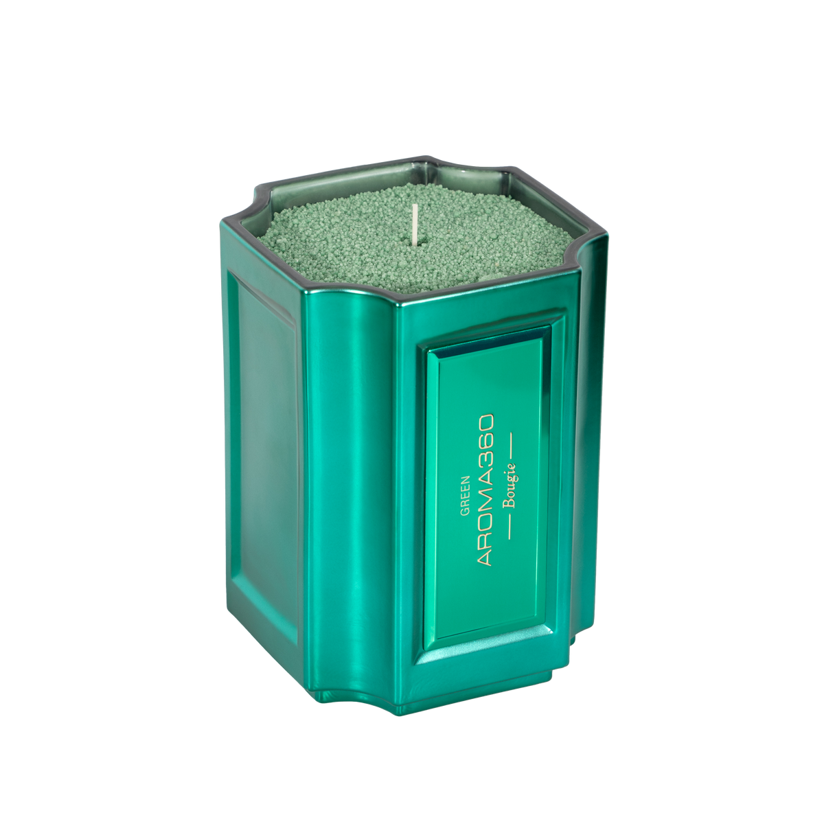 The Bougie Sand Wax Set features a 40oz scented sand wax, 30 candle wicks, and a stunning 33oz recyclable metallic vessel. Available in Blue, Red, Black, Green, and Purple scents, this eco-friendly, refillable candle set offers a sustainable and opulent ambiance.