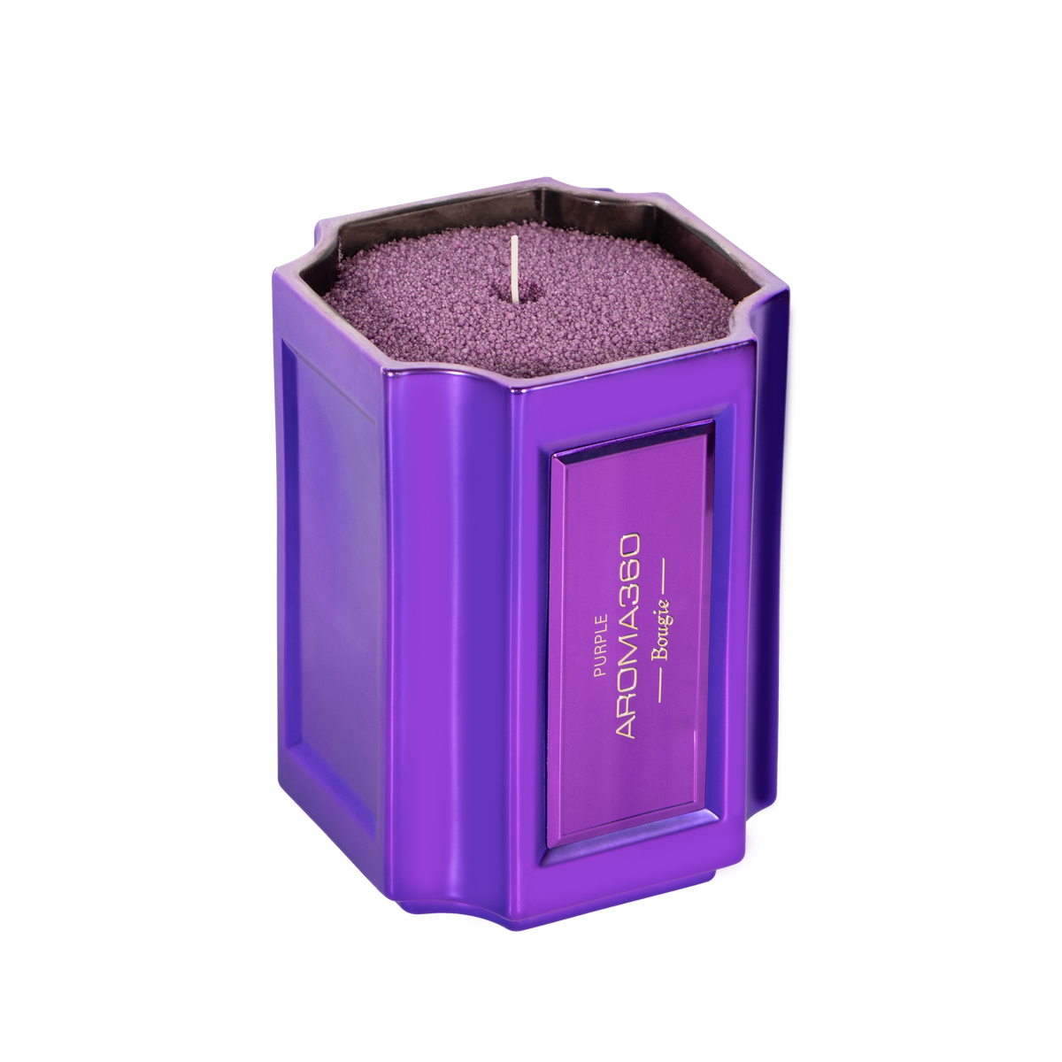 The Bougie Sand Wax Set features a 40oz scented sand wax, 30 candle wicks, and a stunning 33oz recyclable metallic vessel. Available in Blue, Red, Black, Green, and Purple scents, this eco-friendly, refillable candle set offers a sustainable and opulent ambiance.