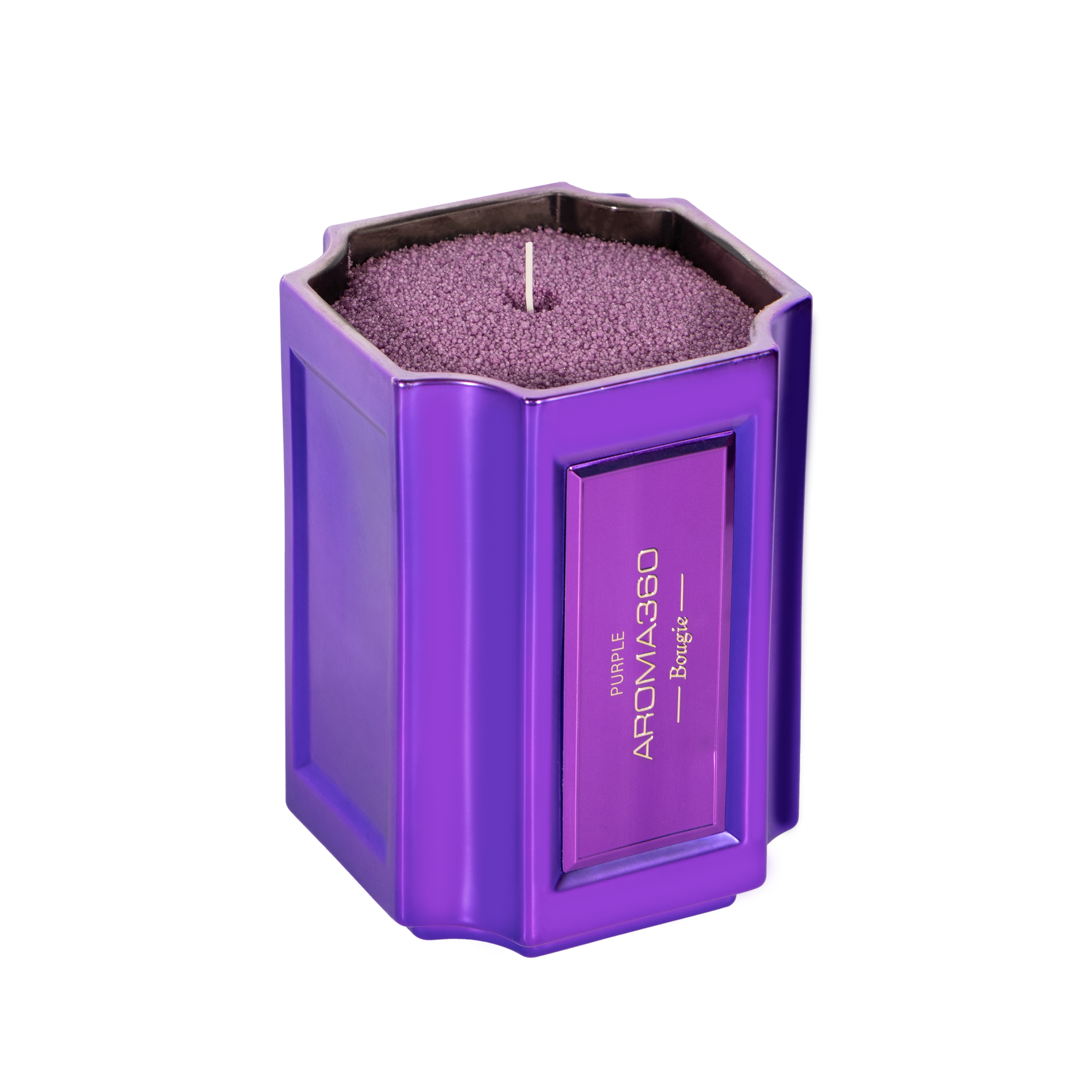 The Bougie Sand Wax Set features a 40oz scented sand wax, 30 candle wicks, and a stunning 33oz recyclable metallic vessel. Available in Blue, Red, Black, Green, and Purple scents, this eco-friendly, refillable candle set offers a sustainable and opulent ambiance.